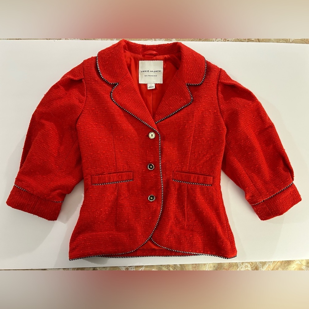 Janie and Jack Red Jacket with‎ Black Piping